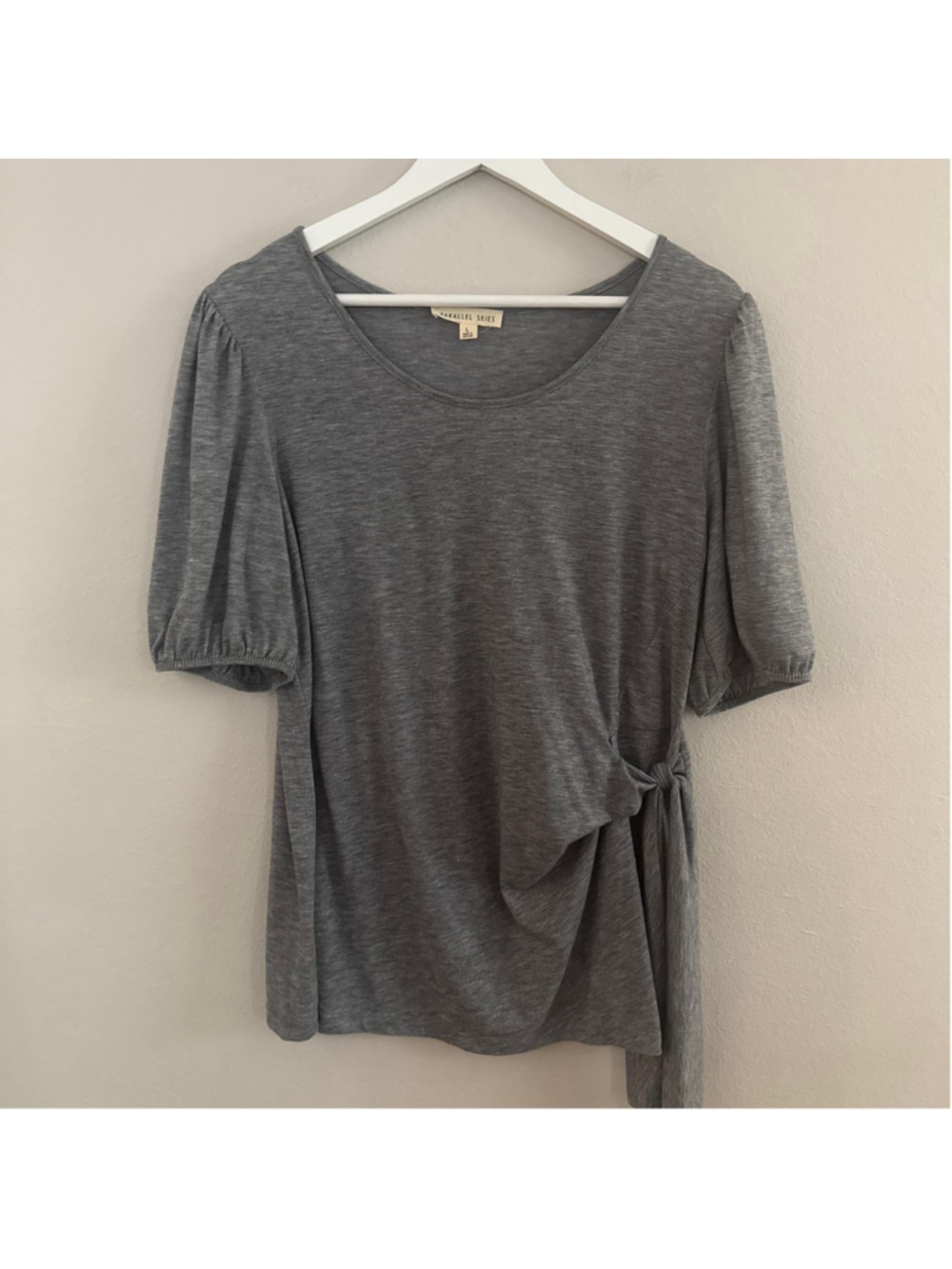 Parallel Skies 3/4 Sleeve Blouse Waist Tie Puff Sleeves [LP0772]